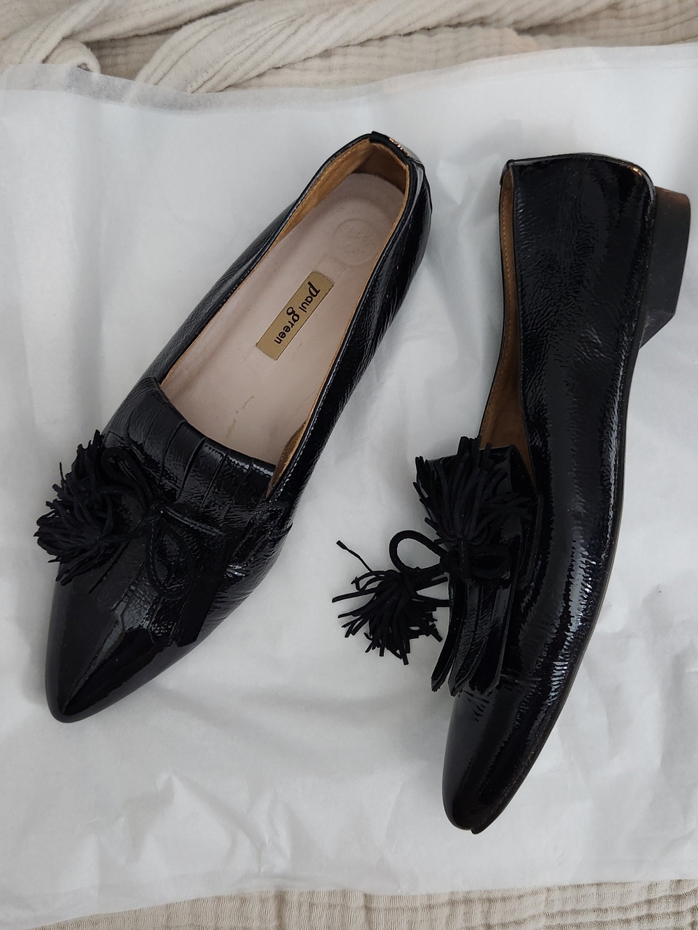 Paul Green Black Patent Tassel Pointed Loafers